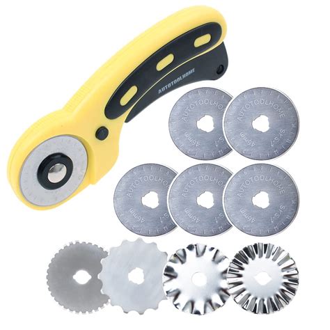 Autotoolhome 45mm Rotary Cutter Set With 9 Pack Rotary Blades Skip Rotary Cutter Blades Pinking