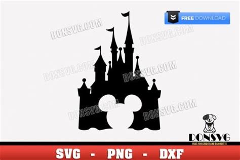 Disney Castle Mickey Head Free Svg Png Cut Files For Cricut Mouse Ears