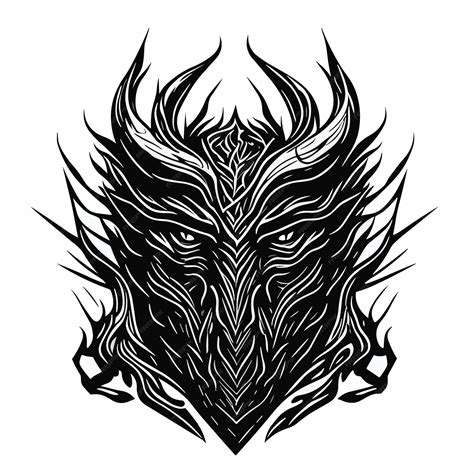 Premium Vector | A black and white illustration of a dragon head with a ...