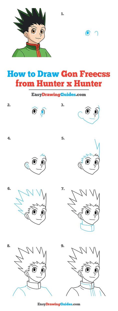 How To Draw Gon Freess From Hunter X Hunter Step By Step Drawing Guide