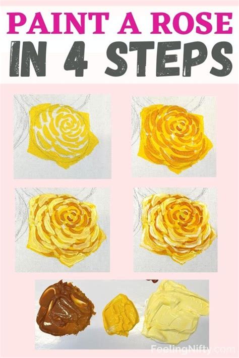 How To Paint Roses In 4 Easy Steps - Acrylics For Beginners | Kreativ ...