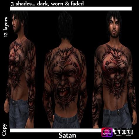 Second Life Marketplace Etched Satan Tattoo With Appliers