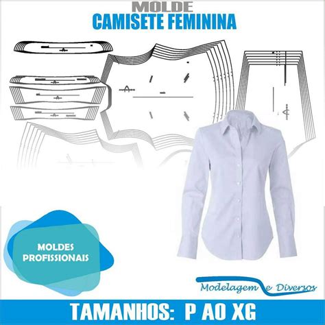 Molde Camisete Feminina Modelagem Diversos Tamanhos P Ao Xg Shopee