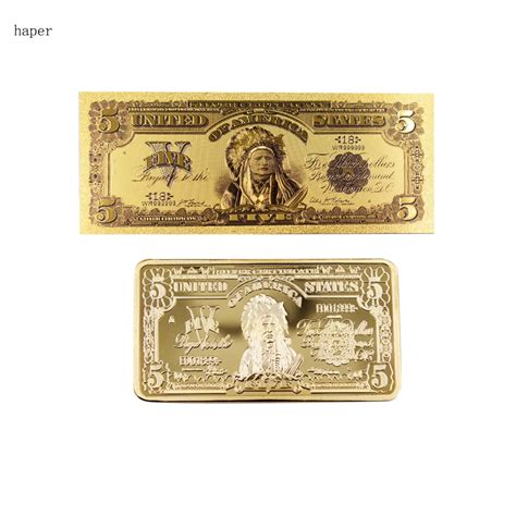 Aliexpress Buy 1899 Year 5 Dollar 24k Gold Plated Bar Home