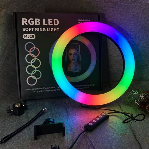 Кольцевая светодиодная лампа RGB LED RING MJ26 26 см с держателем ...