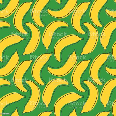 Banana Seamless Pattern Hand Drawn Fresh Fruit Vector Sketch Background