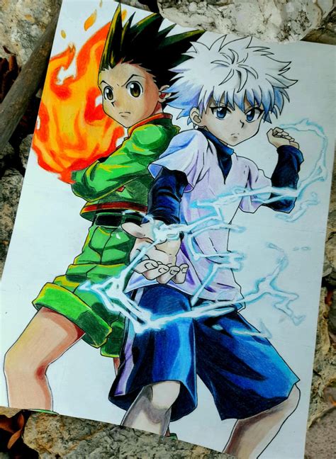 Voilà un petit dessin de Gon et Killua dans Hunter X Hunter Fait par