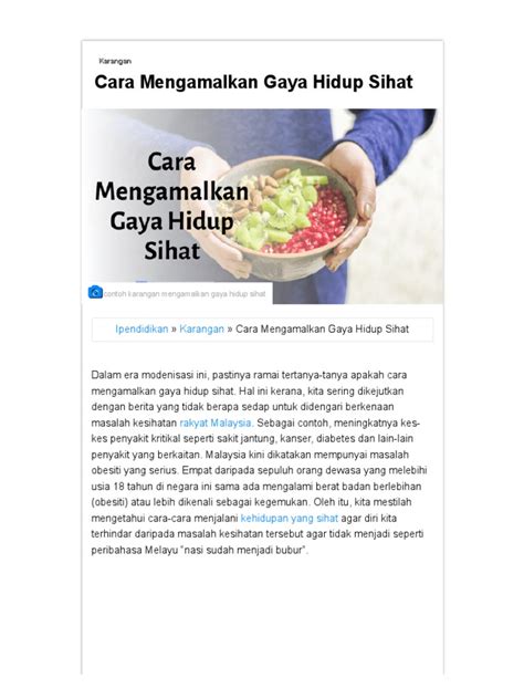 Cara Mengamalkan Gaya Hidup Sihat Contoh Karangan Pdf