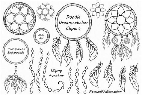 Doodle Dreamcatcher Clipart Illustrations Creative Market