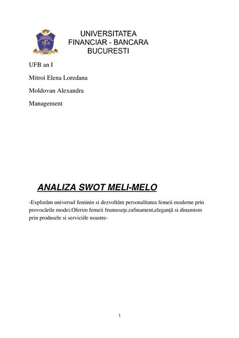 Doc Analiza Swot Meli Melo Dokumen Tips