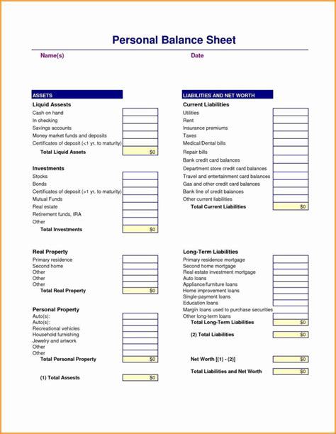 Assets And Liabilities Worksheet — db-excel.com