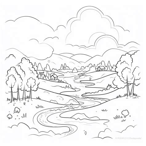 Mountain River Coloring Pages Coloring Pages