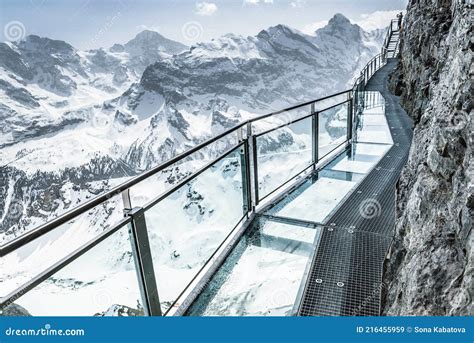 Glass Floor On A Thrill Walk On The Top Of Birg Switzerland Stock Image Image Of Resort