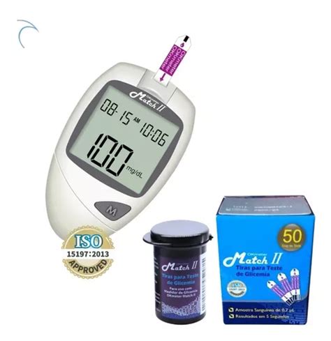 Kit Medidor Glicose Ok Meter Tiras Glicemia Match Novo Frete Gr Tis