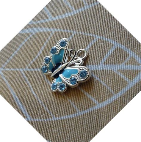 X Blue Rhinestone Butterfly Charm Silver Plated Enamel Charm Etsy