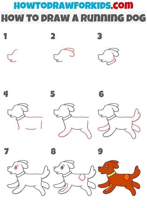 How To Draw A Running Dog Step By Step Dog Drawing For Kids Dog