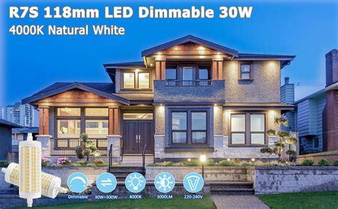 Akynite R7S LED 118mm 30W Dimmerabile Luce Naturale 4000K 3000LM