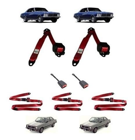 Kit Cinto Seguran A Chevette Opala Vermelho Completo Gt