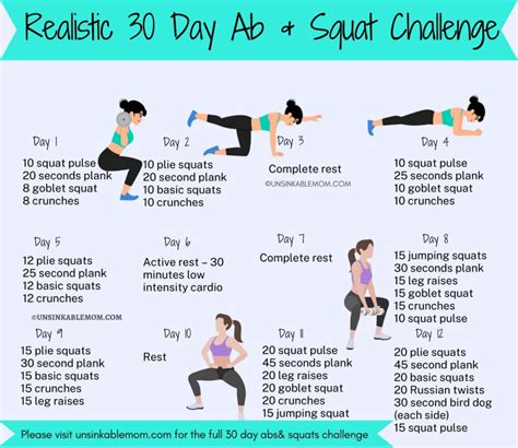 Realistic Day Ab And Squat Challenge Unsinkable Mom