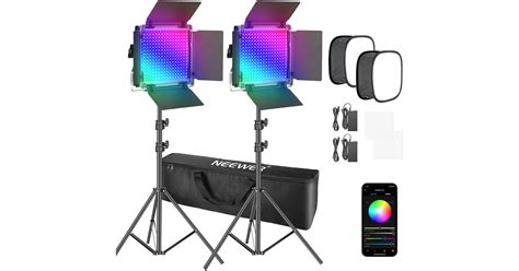 Neewer Rgb Led Light Kit With Stands And Softboxes