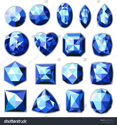 Set Different Types Dark Blue Gemstones Stock Vector (Royalty Free ...