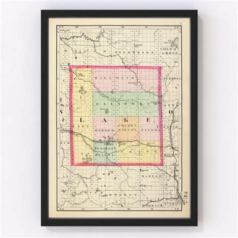 Vintage Map of Lake County Michigan, 1873 by Ted's Vintage Art