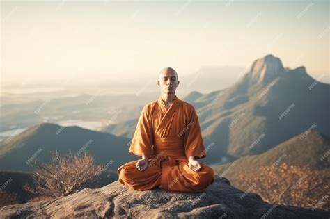 Premium AI Image | Yoga exercises a buddhist monk is meditating in the ...