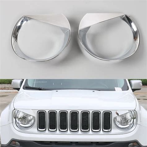 Yaquicka Auto Car Front Head Lights Headlights Lamp Trim Cover Chromium Styling For Jeep