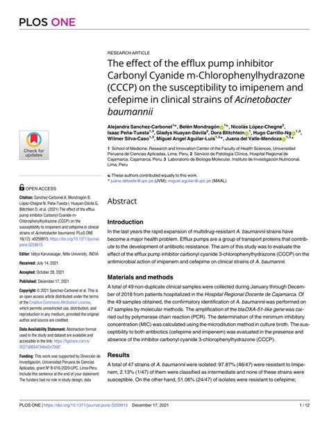 Pdf The Effect Of The Efflux Pump Inhibitor Carbonyl Cyanide M