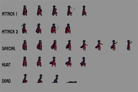 Witch Pixel Art Character Sprites By Free Game Assets Gui Sprite