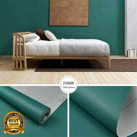 Jual Wallpaper Dinding Sticker Motif Polos Dark Green 45cm X 100cm