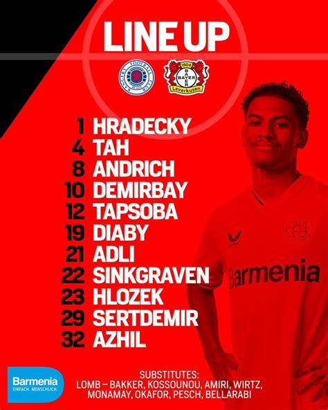 Rangers vs Leverkusen Line-Ups for the Friendly : r/ScottishFootball