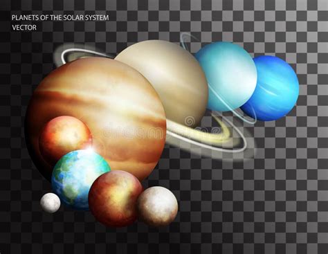 Planetas Do Sistema Solar Isolado Em Um Fundo Transparente Grupo De