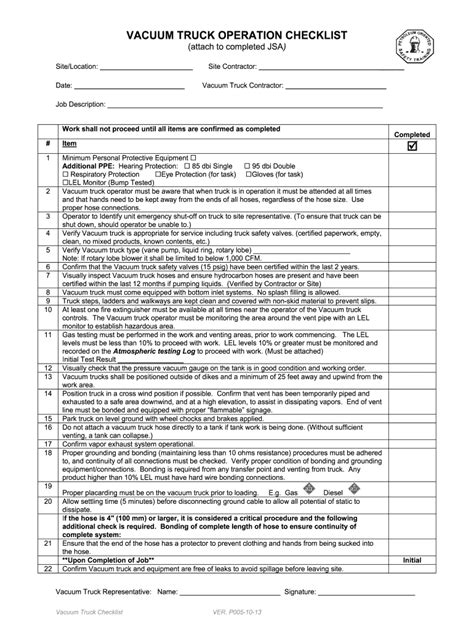 Vacuum Truck Inspection Checklist 2020 2021 Fill And Sign Printable Template Online Us Legal