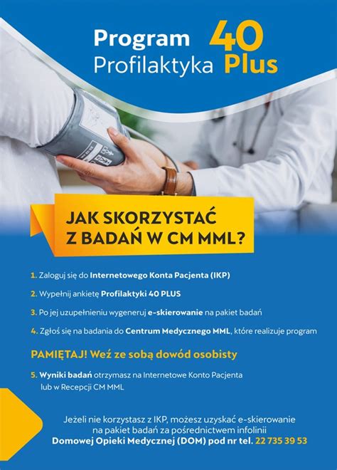 Profilaktyka 40 Plus W CM MML Centrum Medyczne MML