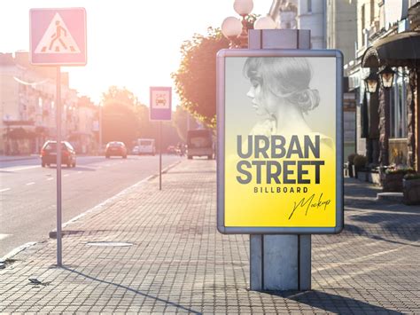 Free Urban Street Billboard On Pavement Mockup Psd