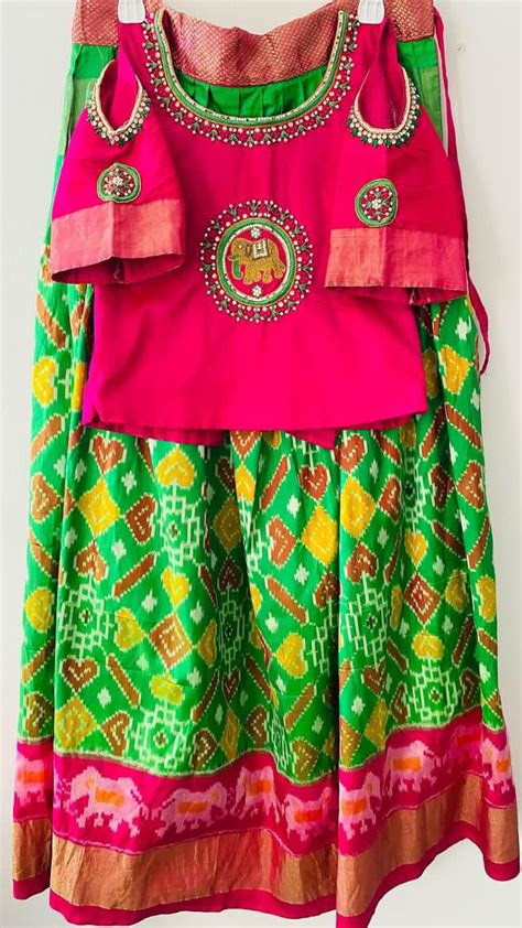 PunarviAuthentic PreLoved SustainableIKKAT Pattu Langa With Maggam Work