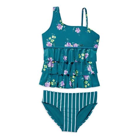Justice Girls Swimsuit Tankini Bikini Ruffle Swim Set S M L Green Pink Ebay