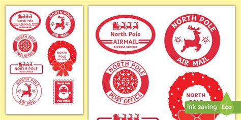 North Pole Santa Claus Stamps Printables - Parents