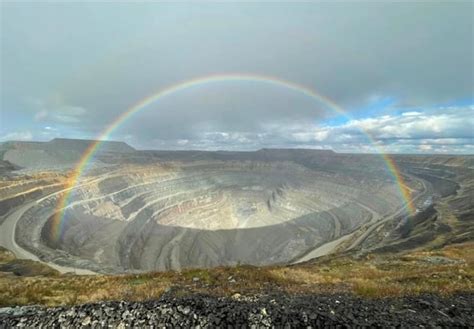 Rainbow Over The Yubileiny Quarry In The Mirny District Sakha Republic