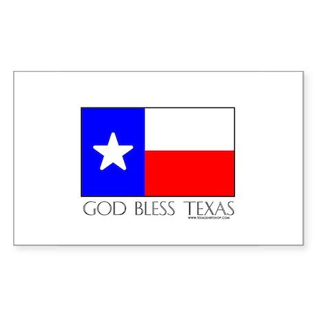 God Bless Texas Rectangle Decal by randumbshirts