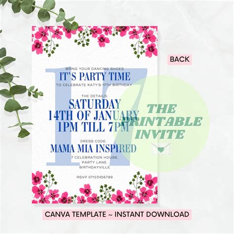 Dancing Queen Mamma Mia Th Birthday Party Invitation Etsy Uk