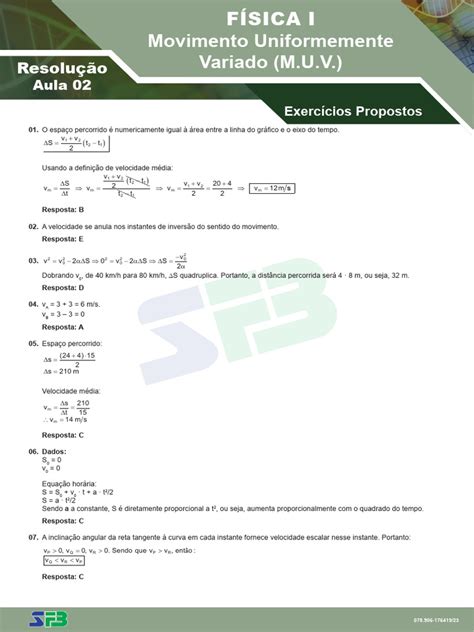 Exercicios De Movimento Uniformemente Variado
