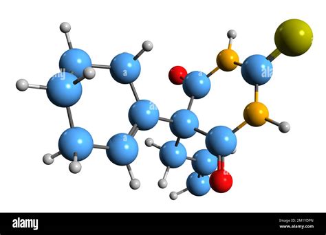 3D imagen de la fórmula esquelética tialbarbital estructura química