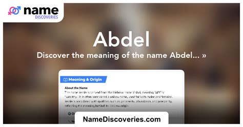 Abdel Name Meaning And Origin