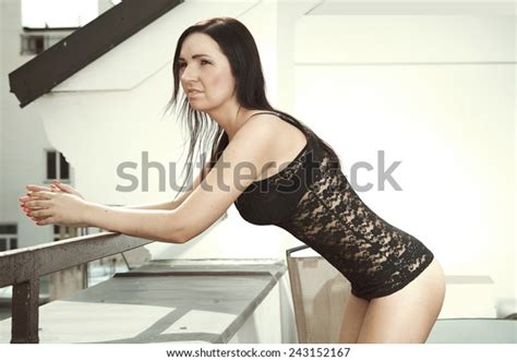 Brunette Beauty On Balcony Stock Photo Shutterstock