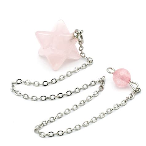 Pendule Divinatoire Merkaba En Pierre Naturelle Quartz Rose