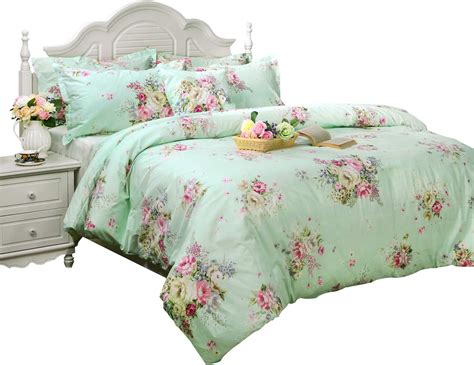 Amazon FADFAY Green Floral Duvet Cover Sets Vintage Flower Printed