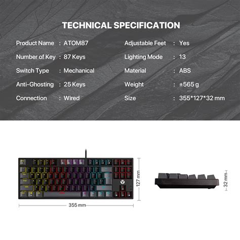 Fantech Atom Tkl Mk V Double Injection Keycaps Full Size Form