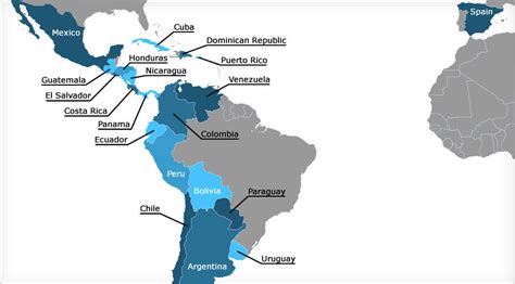 Spanish Speaking Countries And Capitals Map